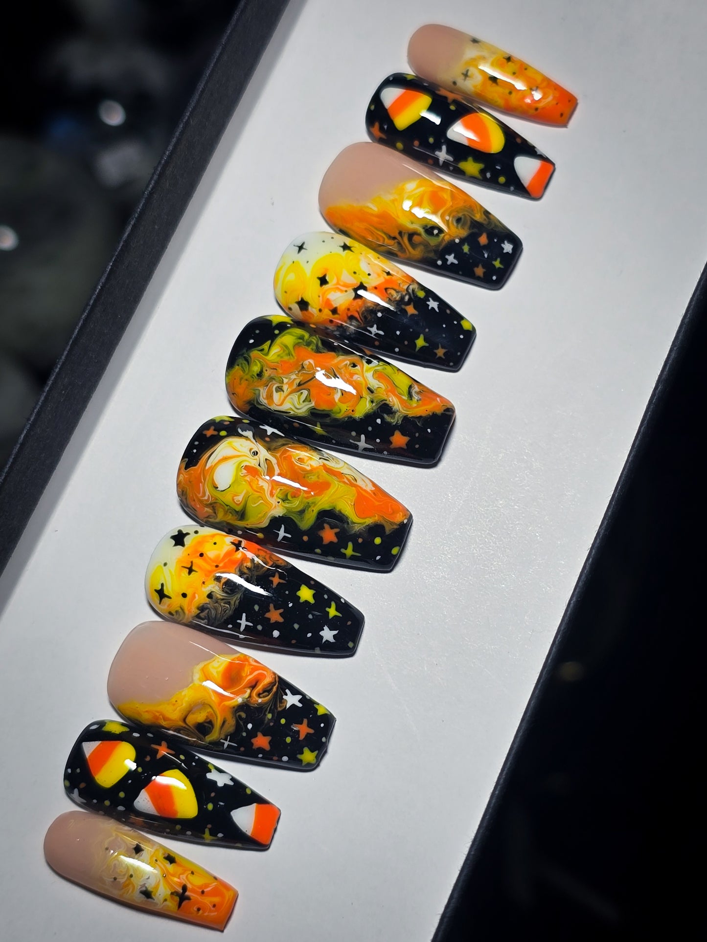 Candy Corn Cosmos Press on Nail Set