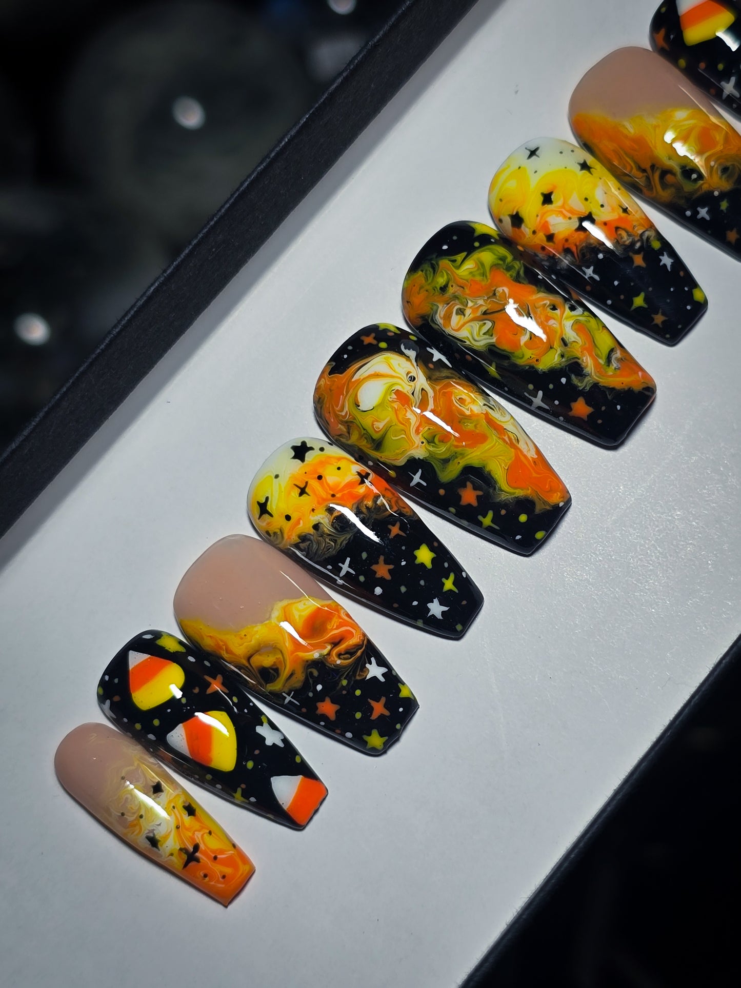 Candy Corn Cosmos Press on Nail Set