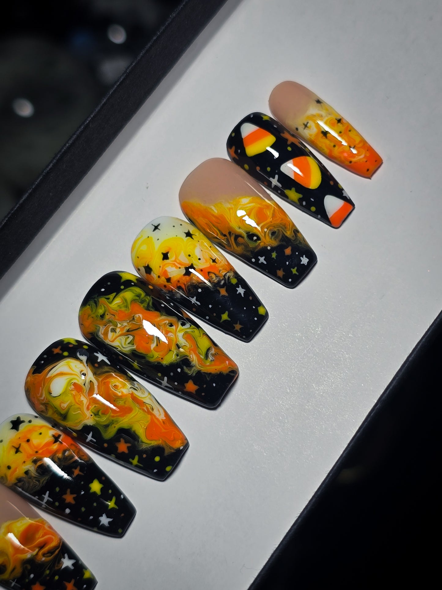 Candy Corn Cosmos Press on Nail Set