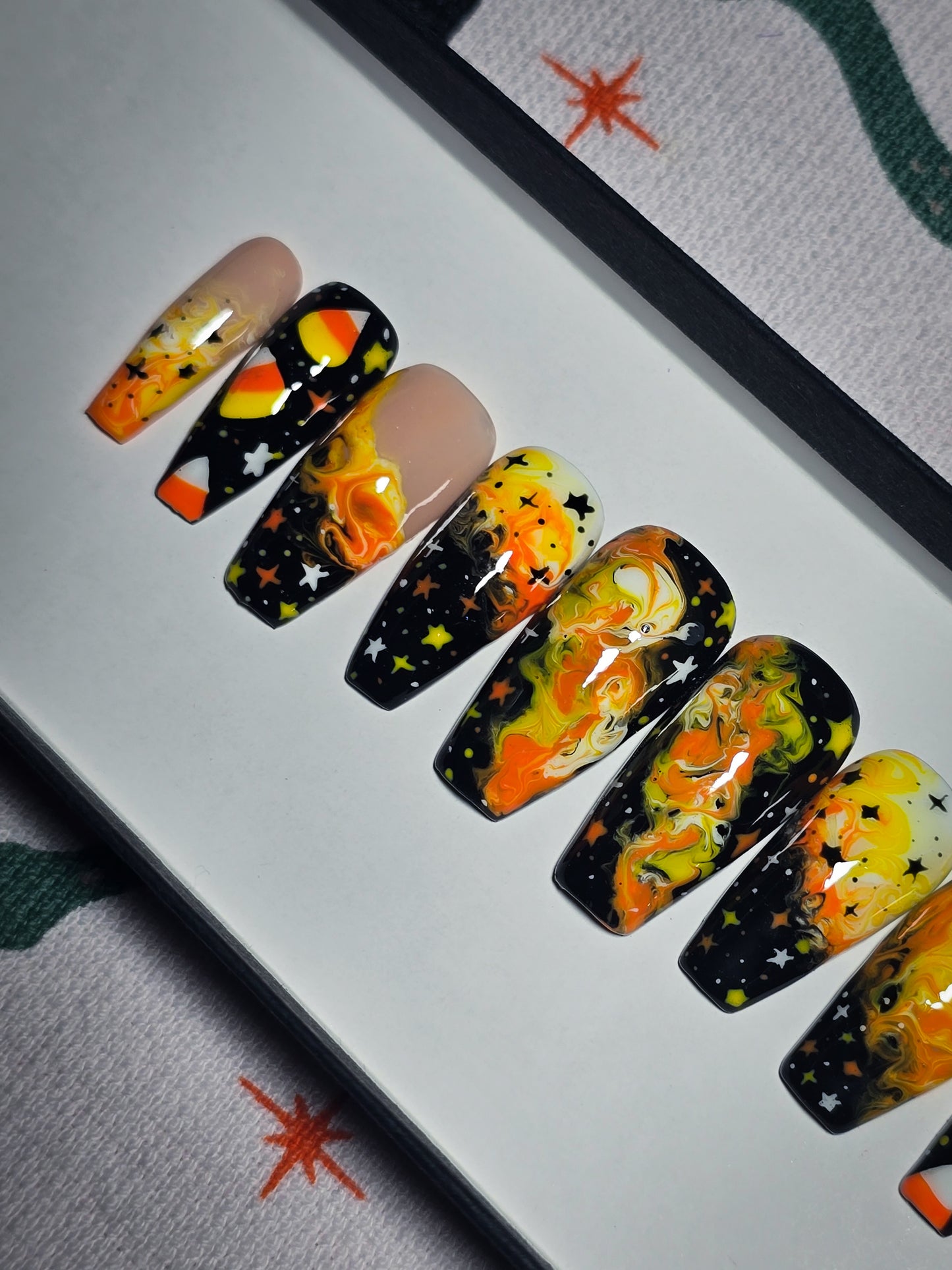 Candy Corn Cosmos Press on Nail Set