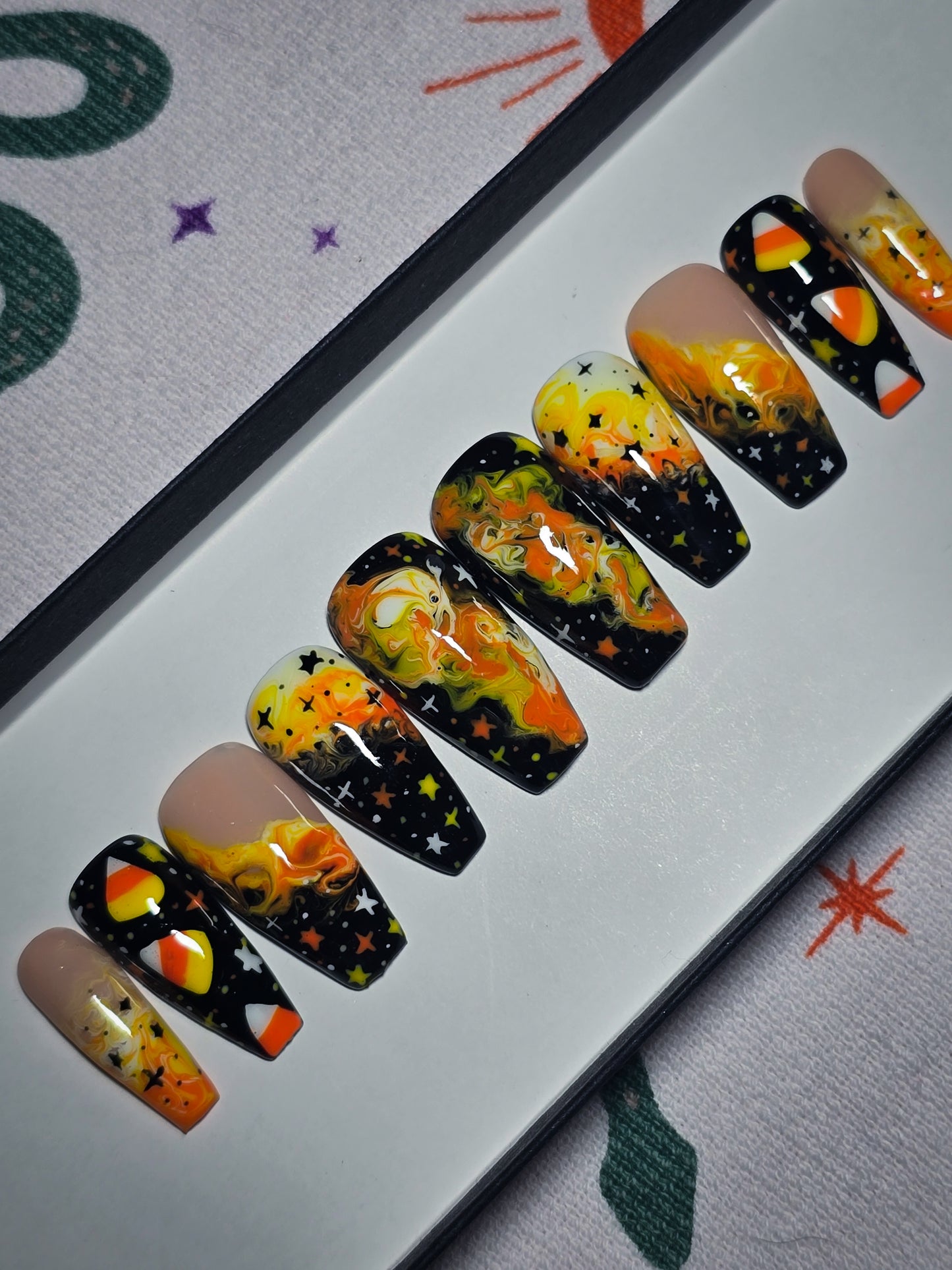 Candy Corn Cosmos Press on Nail Set