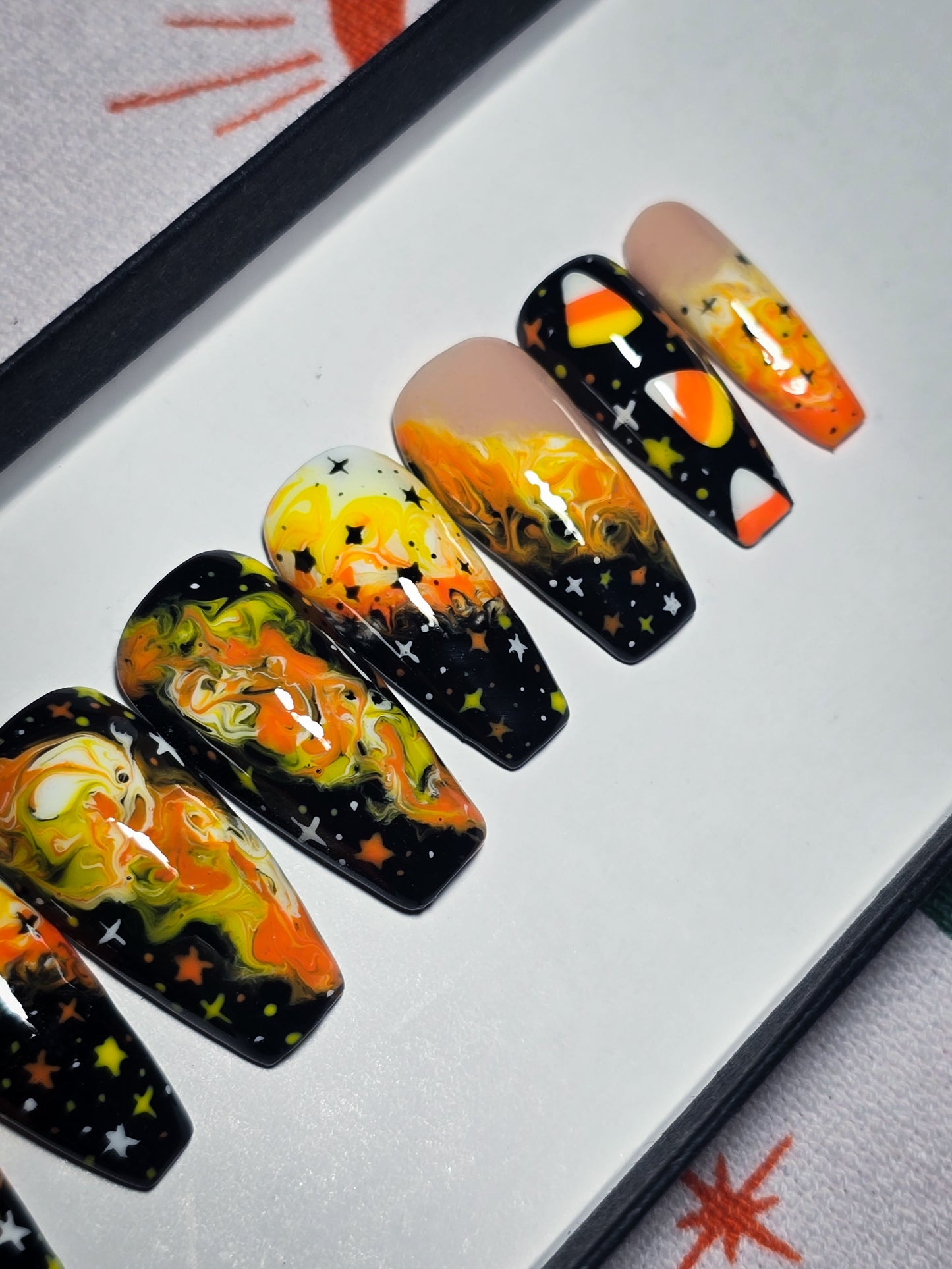 Candy Corn Cosmos Press on Nail Set