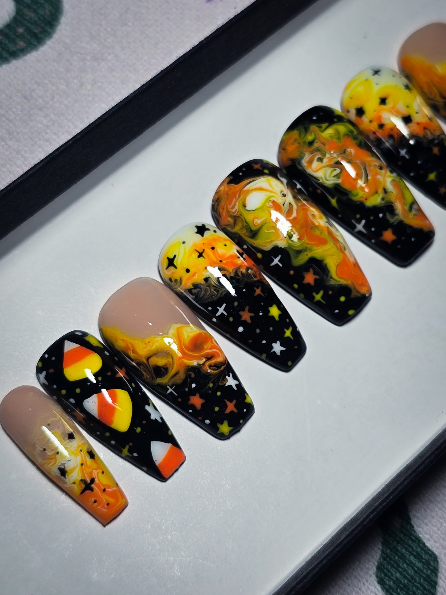 Candy Corn Cosmos Press on Nail Set