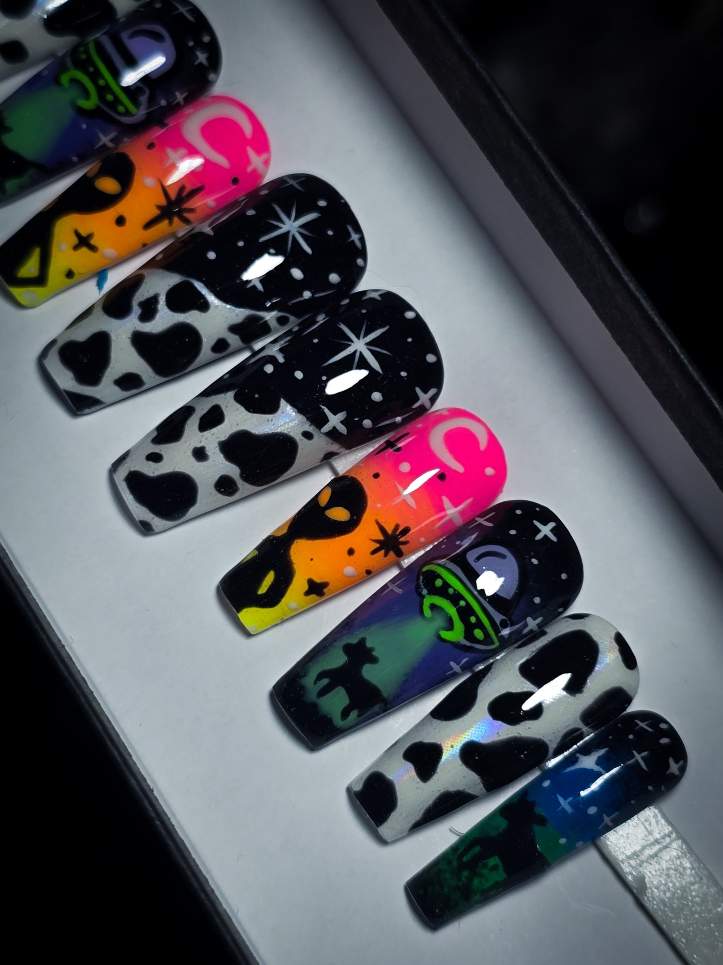 Cosmic Cattle (Glow  in the Dark) Press on Nail Set