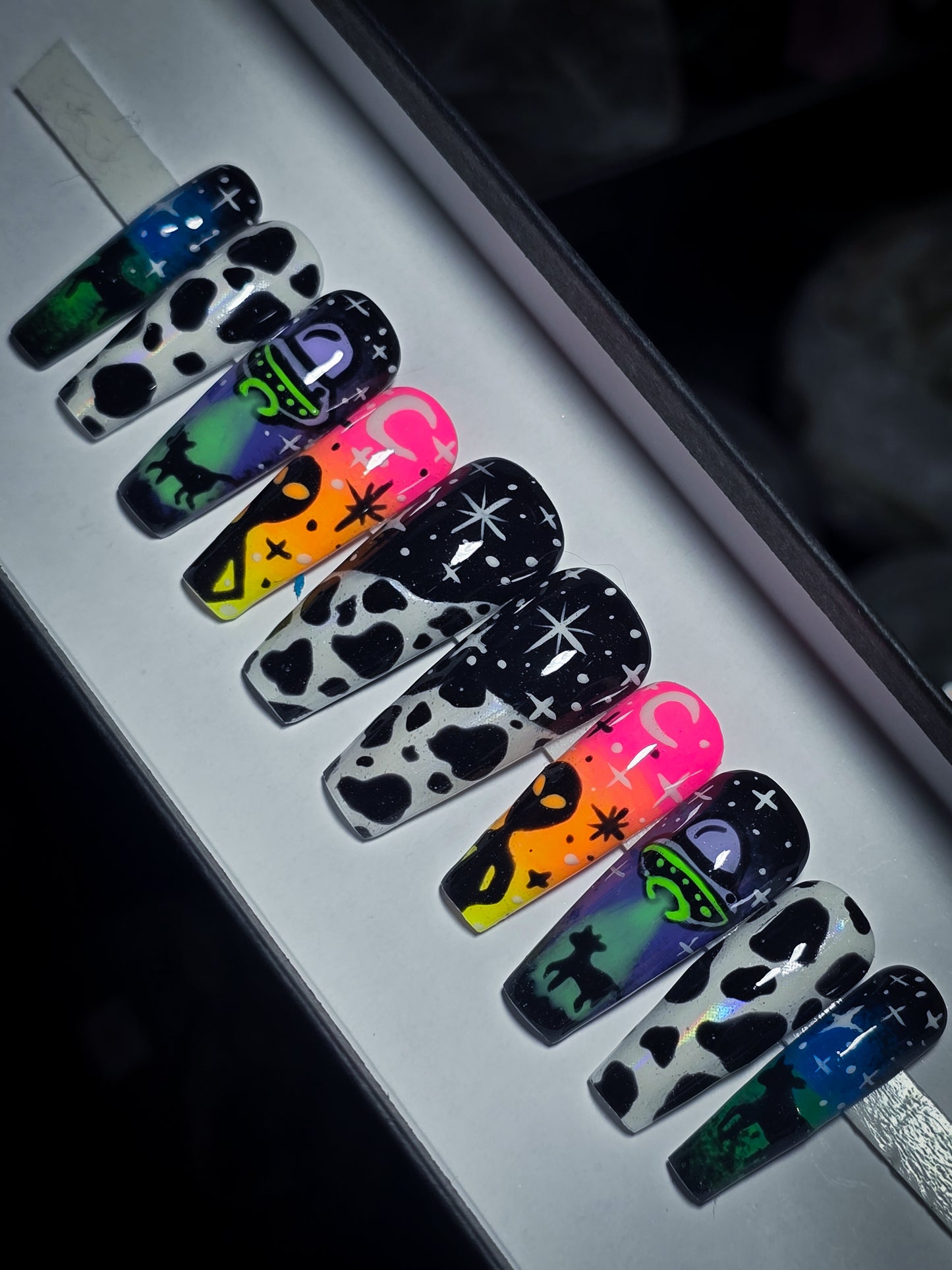 Cosmic Cattle (Glow  in the Dark) Press on Nail Set