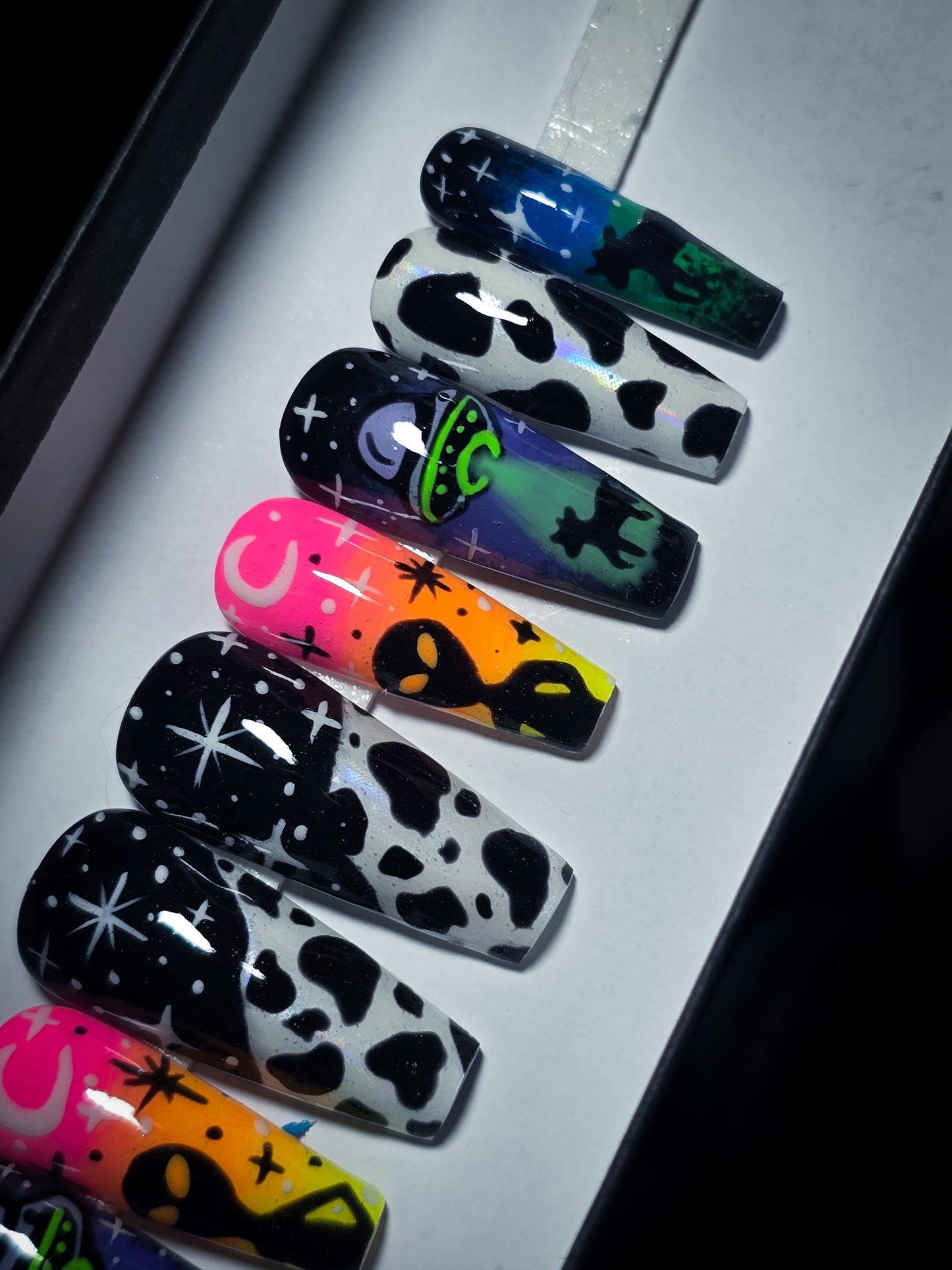 Cosmic Cattle (Glow  in the Dark) Press on Nail Set