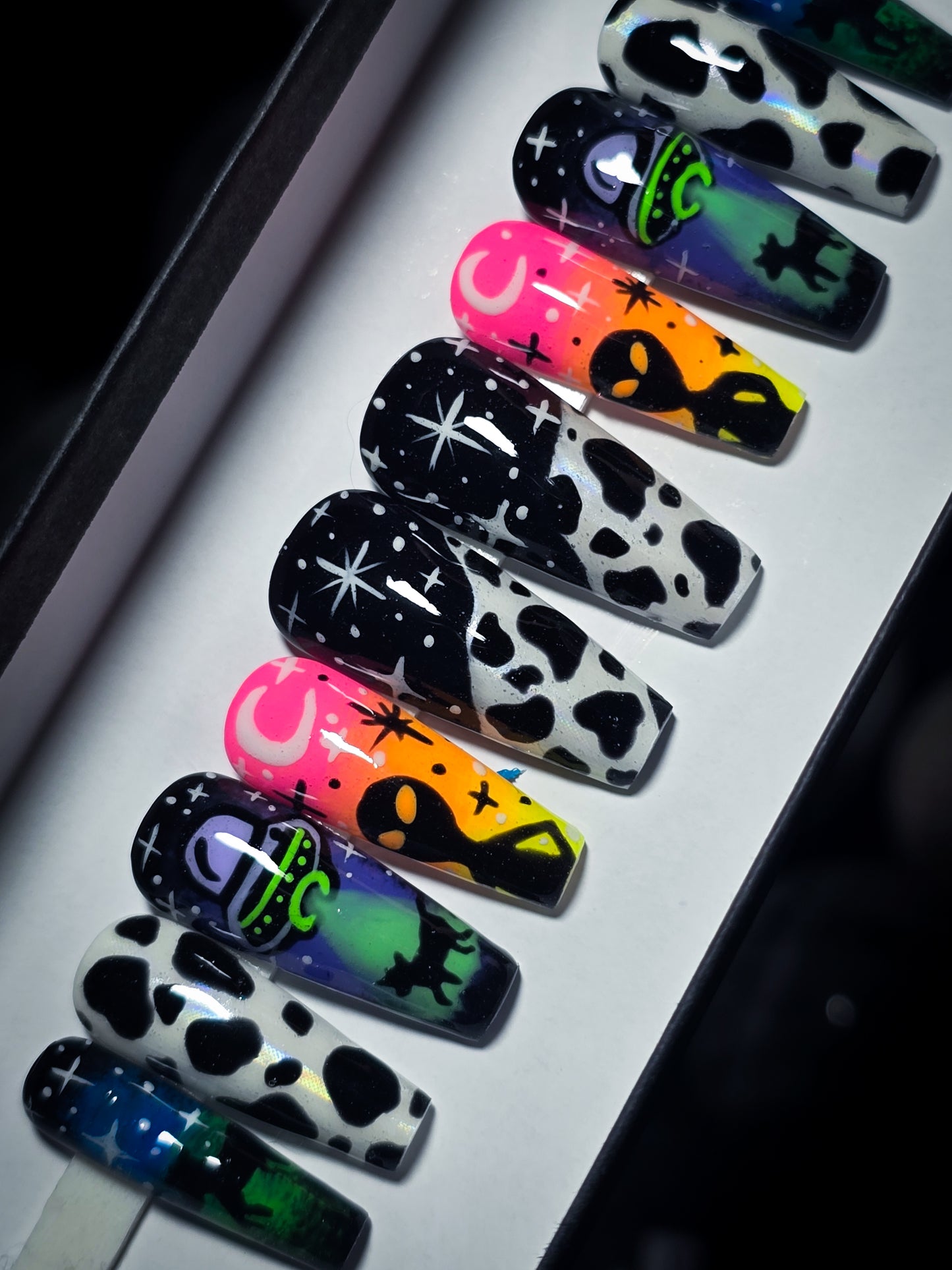 Cosmic Cattle (Glow  in the Dark) Press on Nail Set