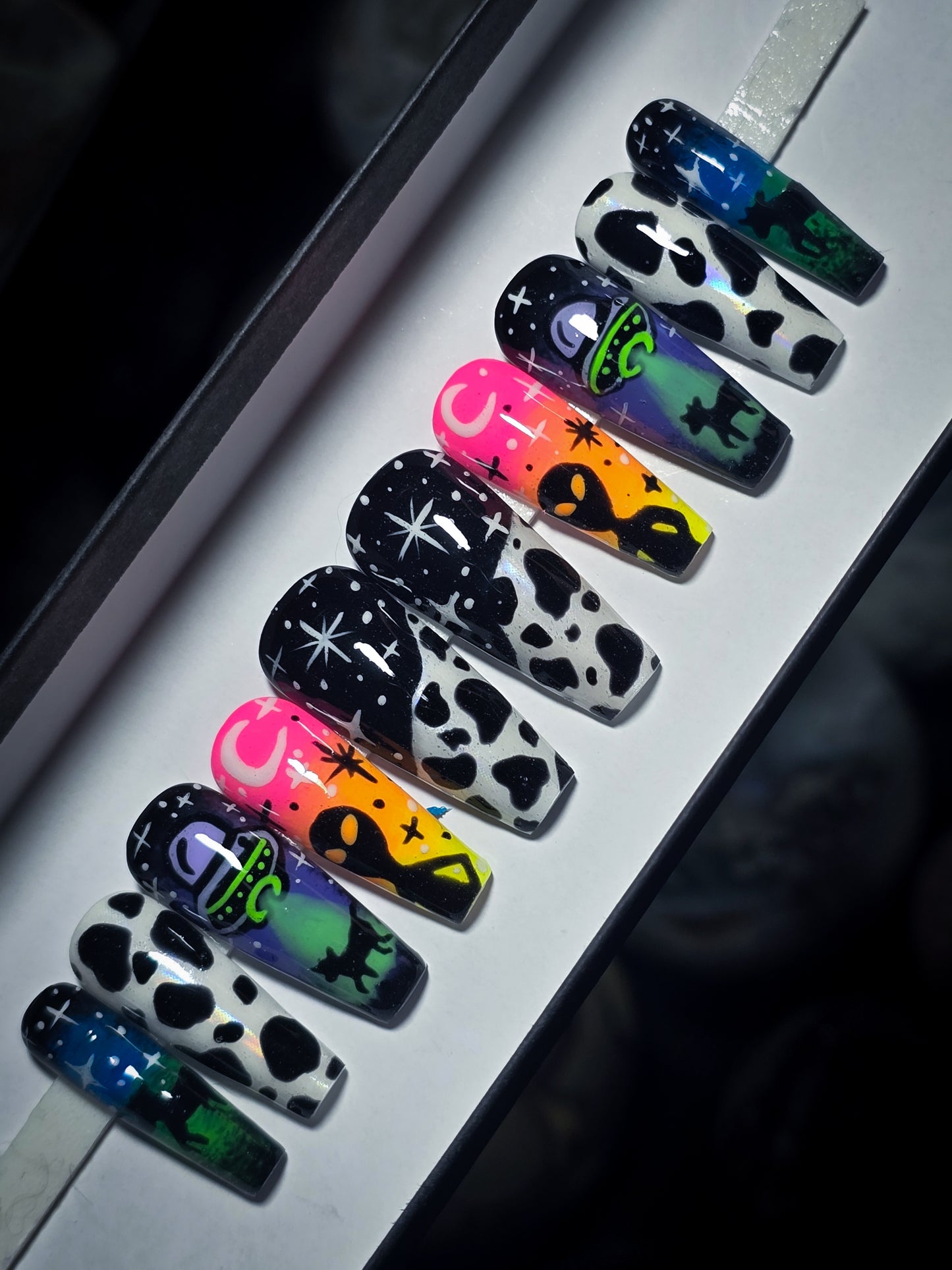 Cosmic Cattle (Glow  in the Dark) Press on Nail Set