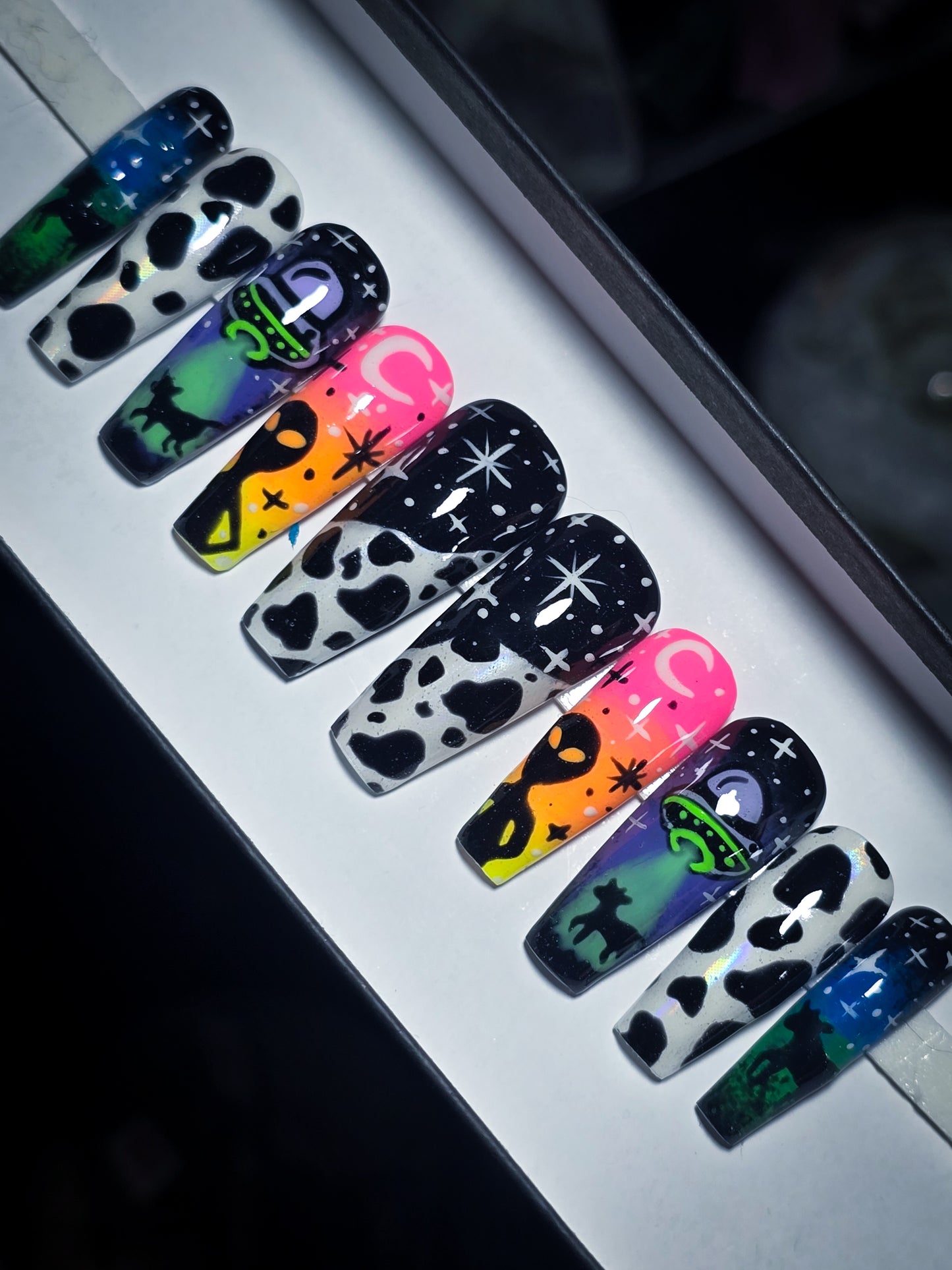Cosmic Cattle (Glow  in the Dark) Press on Nail Set