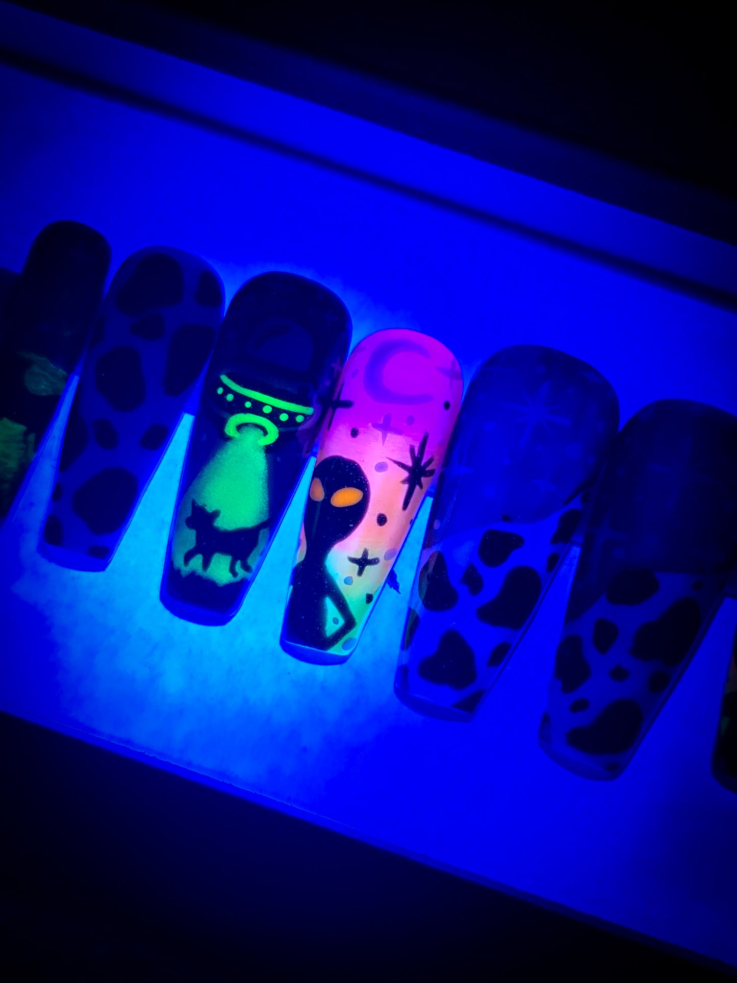 Cosmic Cattle (Glow  in the Dark) Press on Nail Set