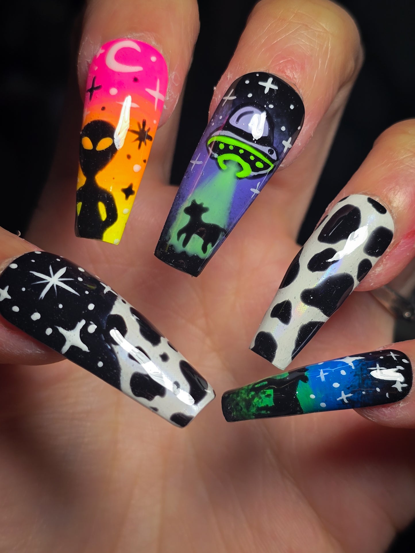 Cosmic Cattle (Glow  in the Dark) Press on Nail Set