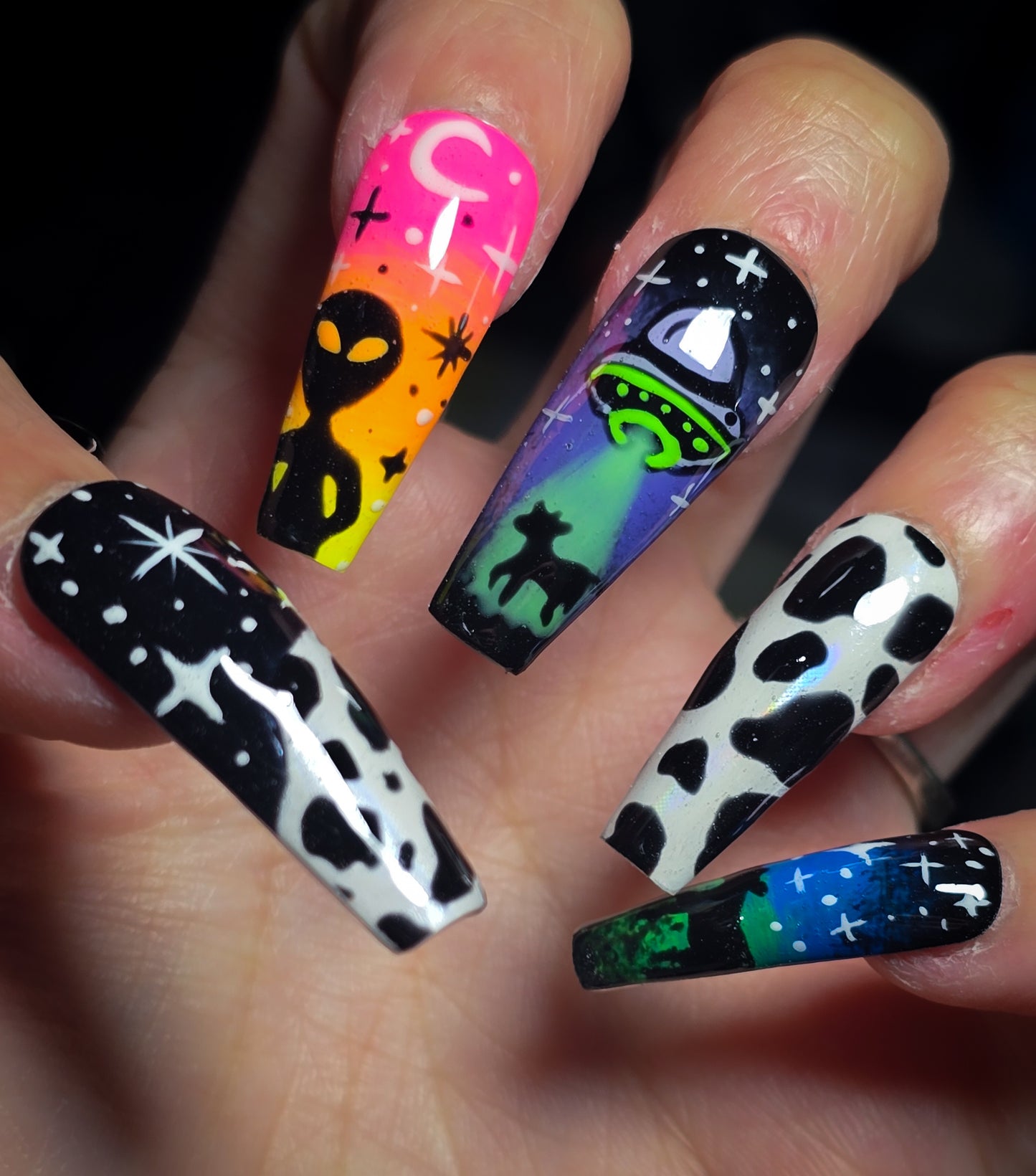 Cosmic Cattle (Glow  in the Dark) Press on Nail Set