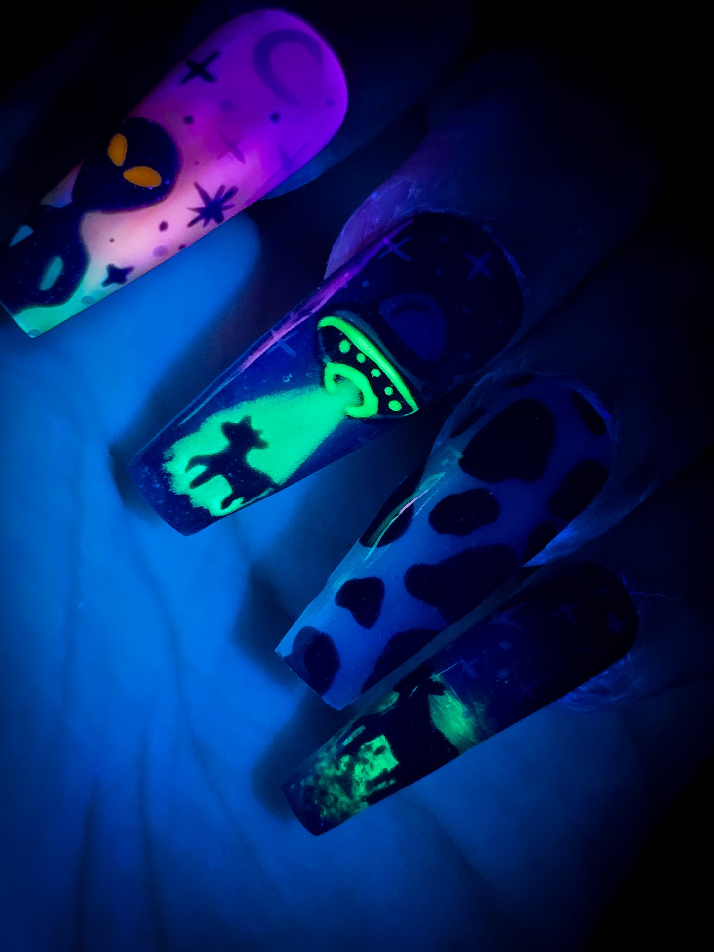 Cosmic Cattle (Glow  in the Dark) Press on Nail Set
