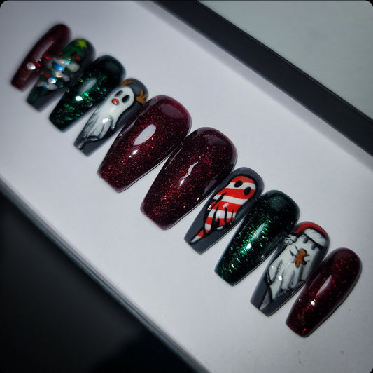 Sorta Merry, Sorta Scary (Glow in the Dark) Press on Nails