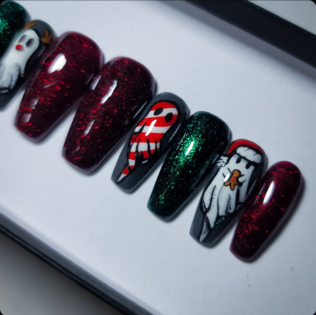 Sorta Merry, Sorta Scary (Glow in the Dark) Press on Nails