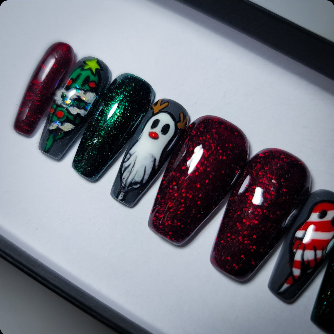 Sorta Merry, Sorta Scary (Glow in the Dark) Press on Nails