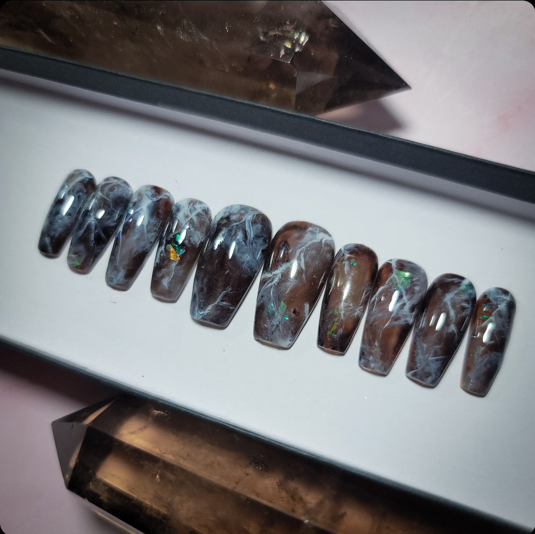 Smokey Quartz Press on Nail Set