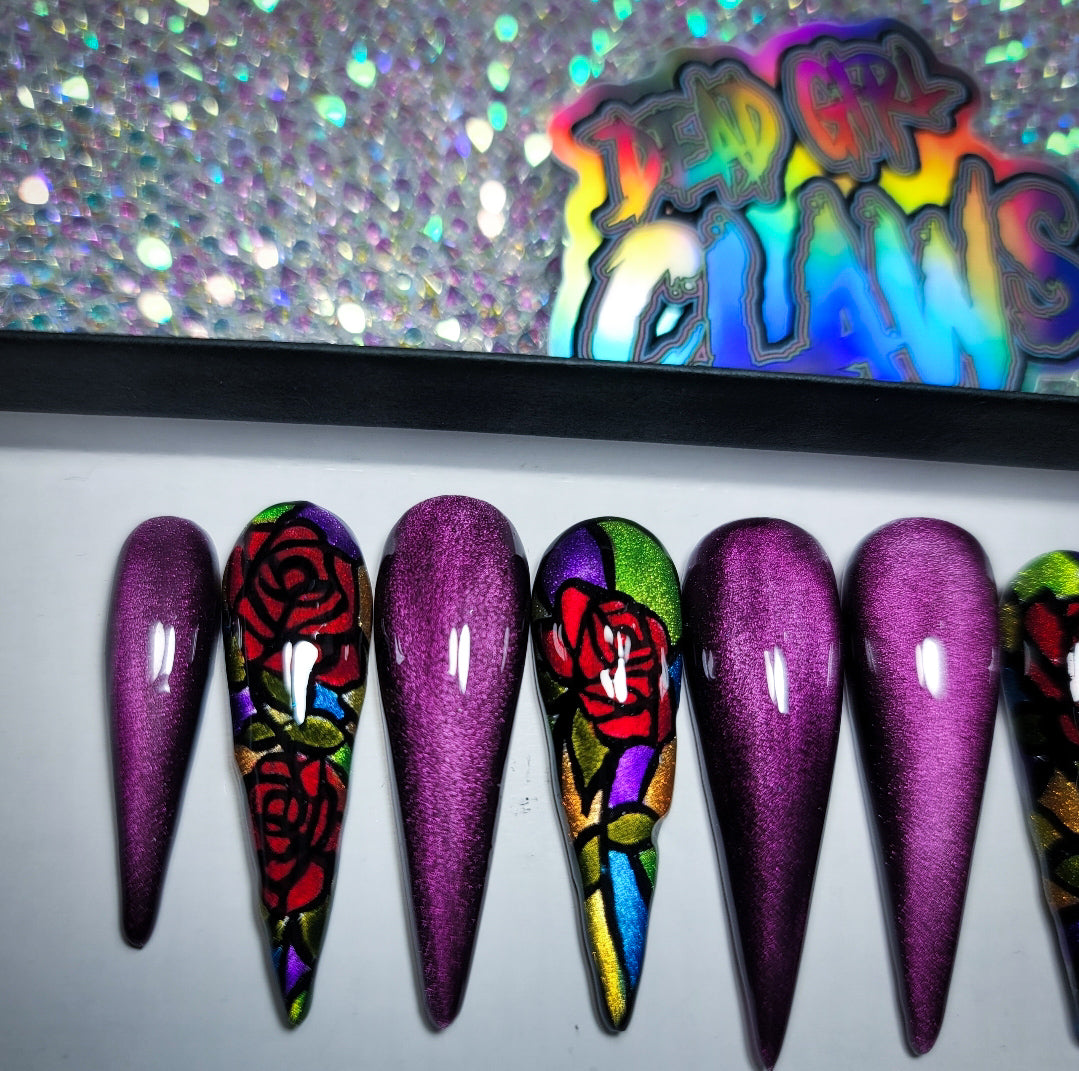 Stained Glass Press on Nail Set