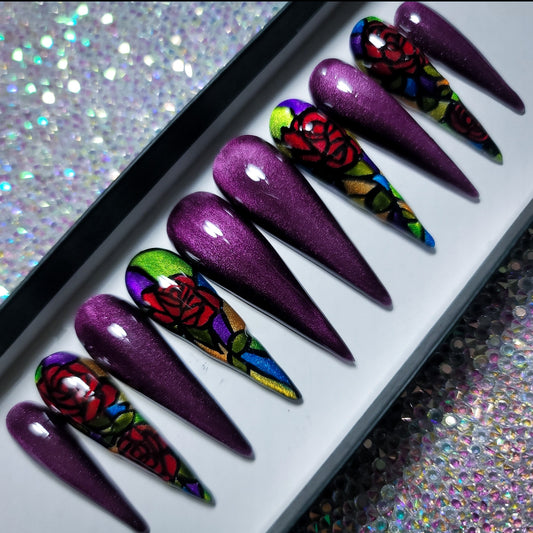 Stained Glass Press on Nail Set
